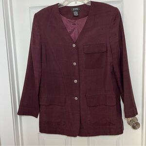 Studio 3000 Y2K Burgundy Silk Blazer